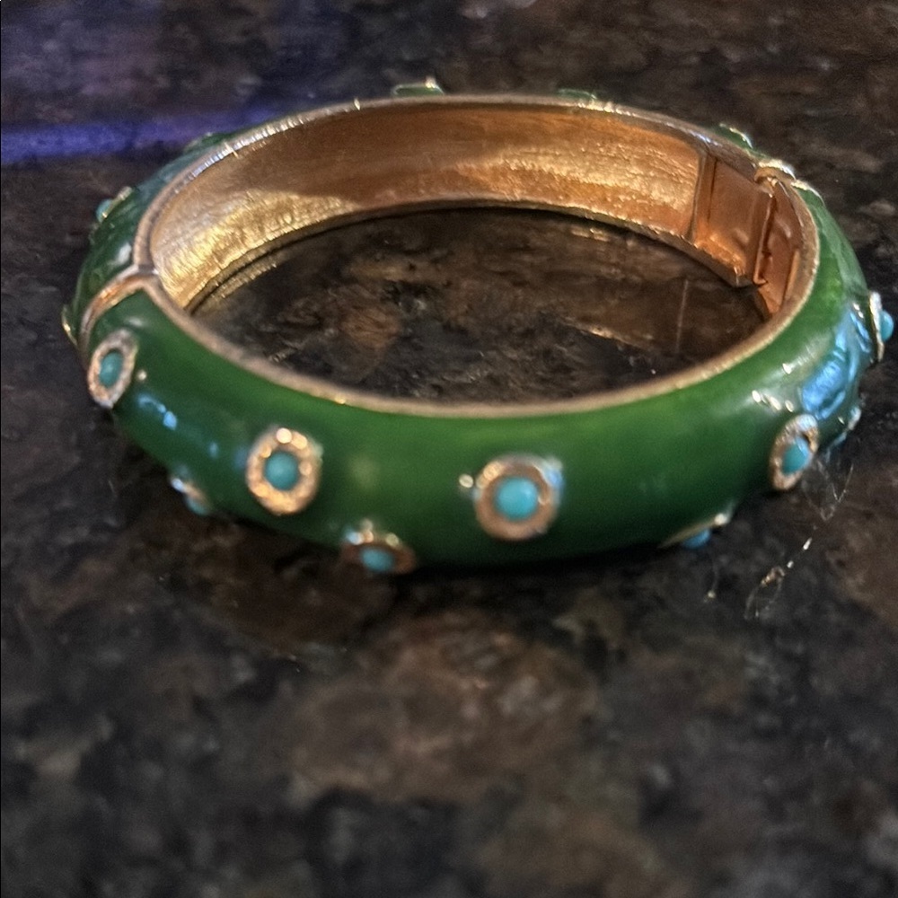 Vibrant Green and Gold Studded Bracelet